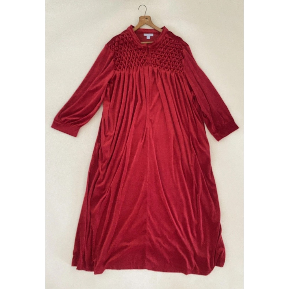 Vintage 90s Robe House Dress Red Heavy Velvet Only Necessities Sz 5X 38 / 40 EUC